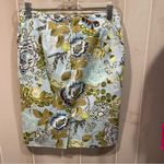 Talbots Sweet baby blue avocado floral cotton stretch pencil skirt  lined mini Photo 5