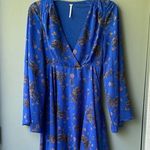 Free People  Blue Plunge Neck Bell Sleeve Dress Photo 0