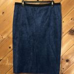 BCBG MAXAZRIA Carbon Navy Blue Faux Suede BESS Back-Zip Pencil Skirt Photo 3