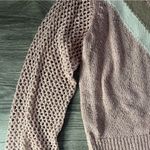 Show Me Your Mumu  Pink Brown Knit Crochet Bubbly Sleeve V Neck Sweater Size S Photo 2