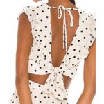 Bardot New  X Revolve Spot Ruffle Top in Oxford Spot. New with Tag. Size Small Photo 1