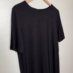 Eileen Fisher Short Sleeve Crewneck Keyhole Back Dress Black Size Petite Large Photo 2
