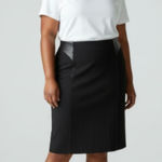 Worthington Black Pencil Skirt With Faux Leather Accents (18) Photo 0