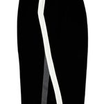 Alvin Valley Color Block Trim Accent Pencil Fitted Midi Skirt Slit S Black White Photo 0