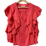 Ramy Brook Coral Tiered Ruffle Lace Trim Crochet Resort Boho Shirt Women Size S Photo 0