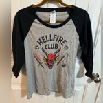 Netflix Stranger Things Hellfire Club Gray and Black Baseball Raglan Tee Photo 1