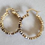 Gold Filled Hoop Earrings Evil Eye Butterfly Blue Photo 1