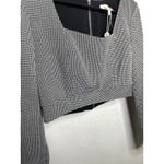 WAYF NEW  Womens Houndstooth Cropped Long Sleeve Square Neck Size Small Photo 5