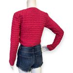 Urban Outfitters Womens Sylvie Tied Front Top Bubble Knit Pink Cropped Medium Photo 1