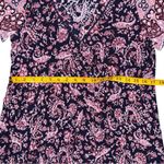 Knox Rose  Boho Paisley V Neck Dress Navy Blue Pink Short Sleeve Women’s Small Photo 8