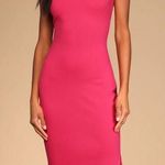 Lulus  Paulina Hot Pink Bodycon Midi Dress Photo 1