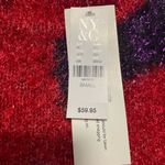 New York & Company Red and Purple Shiny Sparkly Tinsel Christmas Party Sweater. Photo 6