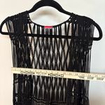 Festival Beach Crochet Black Coverup Western Boho Long Fringe Knot Open Knit Top Size M Photo 5