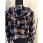 Garage Plaid Hoodie Cropped Shirt  Size Small Lace up Front Photo 4