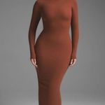 SKIMS  FITS EVERYBODY CREW NECK LONG SLEEVE DRESS, size X-Small, SAFFRON, BN,$90 Photo 4