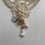Antica Sartoria Necklace Beaded Flower Applique Shells Long Cream Ivory White Photo 1