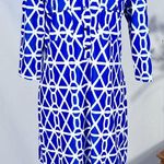 Jude Connally Geometric Print Shirt Dress – Blue & White Stretch Knit Sz M 🧡 Size M Photo 0