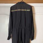 80s VINTAGE BLACK & GOLD JUMPSUIT LONG SLEEVE ONESIE ONE PIECE Size L Photo 4