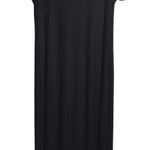 Oleg Cassini VTG 90s Cassini Black Velvet Maxi Dress Side Slit Scoop Neck Short Sleeve L Goth Photo 0
