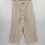 Loft  Pants Linen Cotton Blend Cropped Wide‎ Leg Cream Seamed Women’s Size 4 NWT Photo 1