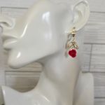 Gold Filled Velvet Red Rose Drop Earrings Photo 6