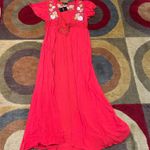 Forever 21 NWT Bohemian Style Red Floral Open Dress Coverup Tie Short Sleeve S Photo 0