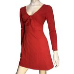 Hutch  Women’s Size XS Red Orange Tie Front Fit & Flare Crepe Mini Dress Photo 2