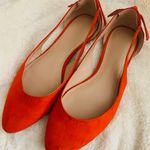 ZARA Trafaluc Orange Red Suede Open Heel Flats Size 38 8 Photo 0