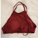 Aerie High Neck Bikini Crop Top Wine Burgundy Size Small Photo 2