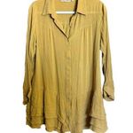 Soft Surroundings Tunic Top Womens Medium Yellow Button Gauze Flutter Hem Blouse Photo 0