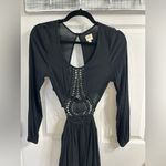 Surf Gypsy  black crochet cut out front rayon crinkle boho bohemian mini dress Photo 6
