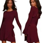 Lulus Favorite Tune Faux Wrap Sweater Dress in Burgundy Size Medium Photo 1