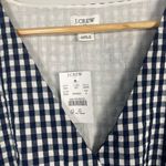 New J.CREW Size 6 Womens GINGHAM NAVY Sleeveless Lined Pockets Dress Checkered White Photo 2