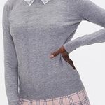 BNWT Jeweled Collar Sweater Gray Photo 0