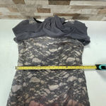 Eliza J  Y2K Lacy Knee length Cocktail Dress Long chiffon puff sleeves Grey Sz 6 Photo 9