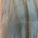 FLORET STUDIOS Cascading Small Ruffle Long Sleeve Satin Dress in Teal Green Photo 5