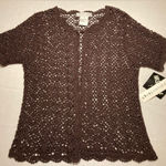 Madison Leigh  Dark Brown Crochet Top Photo 0
