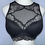 PINK - Victoria's Secret PINK VICTORIA’S SECRET Black Floral Lace High Neck Bralette Bra Small Photo 0