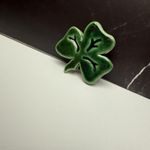 Green Ceramic Three Leaf Clover Shamrock Brooch Pin St Patrick’s Photo 7