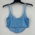 LA Hearts  Blue Satin Bra Crop Top Embroidered Butterflies Floral Smocked Size L Photo 4