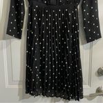 Maje Rivoli Floral Embroidered Black Pleated Midi Dress, Size 3 (Size L) Photo 7