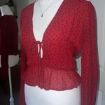 Reformation Nikki Red Polka Dot Blouse Xs Photo 6