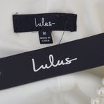 Lulus  White Long Sleeve Romper with Pearl Neckline NWT Size Medium Bridal Romper Photo 7