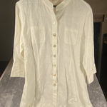 J Jill Jacket Tunic Large Petite White Linen Button‎ Up Pockets Shacket Coastal Size undefined Photo 0