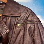Cenci vintage cropped leather moto bomber jacket Brown Size M Photo 3