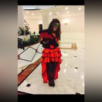 Elegant Red and Black Ruffled Dress Halloween Carmen Size 2 Photo 4