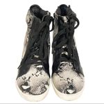 Torrid 10.5 Wide Grey Black Snake Print Hidden Wedge Lace Up Sneakers Photo 2