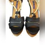 Ralph Lauren Purple Label Black Leather Rope Platform Espadrille Heels Photo 2