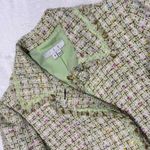 Green Yellow and Pink Tweed Jacket with Fringe Trim Size 4 Photo 3