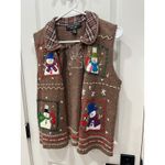 Hampshire Studio SNOW Women's Brown Snowman Ugly Christmas Sweater Vest Size M Size M Photo 2